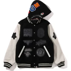 A BATHING APE® Shark Hooded Varsity Jacket